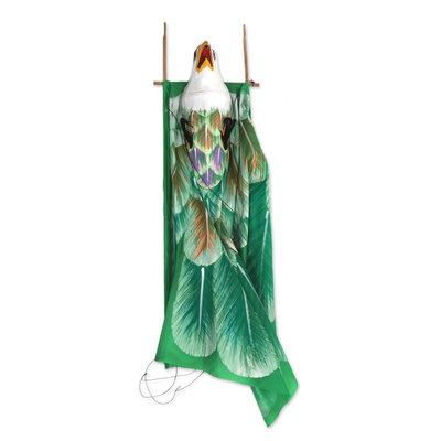 Nylondrachen - Handbemalter balinesischer Adlerdrachen aus grünem Nylon