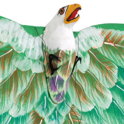 cometa de nailon - Cometa águila balinesa de nailon verde pintada a mano