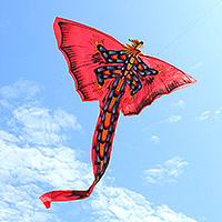 Nylondrachen, „Roter Basuki-Drache“ – handbemalter balinesischer Drachendrachen aus Nylon in feurigem Rot