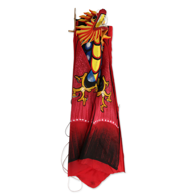 Nylondrachen - Handbemalter balinesischer Drachendrachen aus Nylon in feurigem Rot