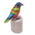 Wood sculpture, 'Painted Bunting' - Handcrafted Bird Sculpture from Java
