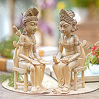 Crocodile wood sculptures, 'Wedding Ceremony' (pair) - Handmade Crocodile Wood Wedding Sculptures (Pair)