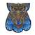 Nylon kite, 'Royal Azure Owl' - Hand Painted Blue Nylon Balinese Owl Kite