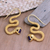 Gold-plated amethyst drop earrings, 'Purple Striking Snake' - 18k Gold-Plated Snake Drop Earrings with Faceted Amethyst (image 2) thumbail
