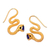 Gold-plated amethyst drop earrings, 'Purple Striking Snake' - 18k Gold-Plated Snake Drop Earrings with Faceted Amethyst thumbail