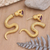 Gold-plated amethyst drop earrings, 'Purple Snake Attack' - 18k Gold-Plated Snake Drop Earrings with Amethyst Stones (image 2b) thumbail