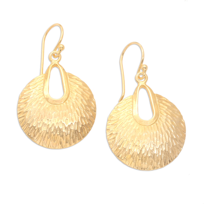 Gold-plated dangle earrings, 'Round the Bend' - Balinese 18k Gold-plated Dangle Earrings