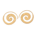 Gold-plated drop earrings, 'Spinning Line' - Balinese 18k Gold-plated Coil Drop Earrings