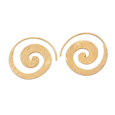 Vergoldete Ohrhänger - Balinesische 18-karätig vergoldete Spiral-Tropfenohrringe