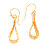 Gold-plated dangle earrings, 'Enchanting Style' - Balinese 18k Gold-plated Modern Dangle Earrings