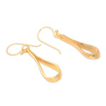 Gold-plated dangle earrings, 'Enchanting Style' - Balinese 18k Gold-plated Modern Dangle Earrings