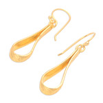 Gold-plated dangle earrings, 'Enchanting Style' - Balinese 18k Gold-plated Modern Dangle Earrings
