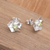 Peridot stud earrings, 'Prosperity Blooms' - Sterling Silver Stud Earrings with Natural Faceted Peridot