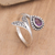 Amethyst cocktail ring, 'Dolphin Tale in Purple' - Amethyst and Sterling Silver Cocktail Ring Crafted in Bali