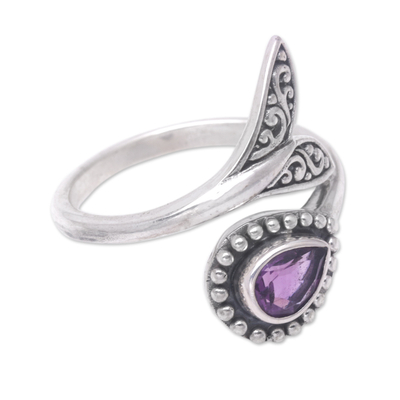 Amethyst cocktail ring, 'Dolphin Tale in Purple' - Amethyst and Sterling Silver Cocktail Ring Crafted in Bali