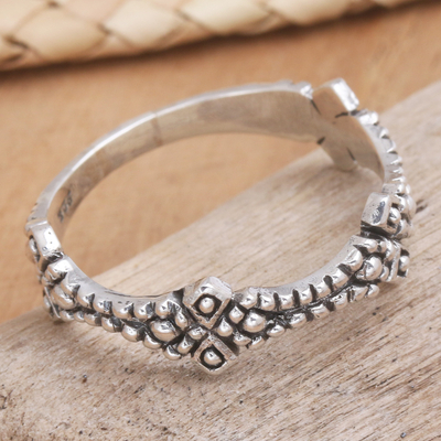 Sterling silver band ring, 'Winds of Rain' - Artisan Crafted Sterling Silver Band Ring from Bali