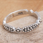 Sterling silver band ring, 'United in Joy' - Artisan Crafted Sterling Silver Band Ring from Bali