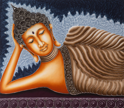 Sleeping Buddha - Indian Art (30cms x 42cms) - International Indian Folk Art  Gallery