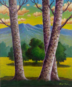 'Volcano in the Distance' - Mountain Scene Acrylic on Canvas Painting