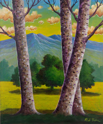 Mountain Scene Acrylic on Canvas Painting