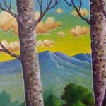 'Volcano in the Distance' - Mountain Scene Acrylic on Canvas Painting