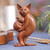 Wood statuette, 'Cat Mother & Child' - Cat Mother & Child Wood Statuette Hand Carved in Indonesia