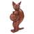 Wood statuette, 'Cat Mother & Child' - Cat Mother & Child Wood Statuette Hand Carved in Indonesia