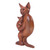 Wood statuette, 'Cat Mother & Child' - Cat Mother & Child Wood Statuette Hand Carved in Indonesia