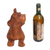 Wood wine bottle holder, 'Bear Hug' - Bear Wine Bottle Holder Hand-Carved from Wood in Bali