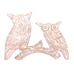 Wood wall decoration, 'Forest Sages' - Suar Wood Owl Wall Decoration Hand-Carved in Bali