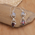 Garnet and rainbow moonstone dangle earrings, 'Dear Younger Sister' - Garnet & Rainbow Moonstone Sterling Silver Dangle Earrings (image 2) thumbail