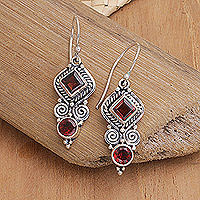Garnet dangle earrings, 'Lovely and Witty'