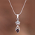 Garnet and rainbow moonstone pendant necklace, 'Dear Younger Sister' - Garnet & Rainbow Moonstone Sterling Silver Pendant Necklace (image 2) thumbail