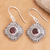 Garnet dangle earrings, 'Red Lovely Touch' - Balinese Sterling Silver Dangle Earrings with Garnet Stones