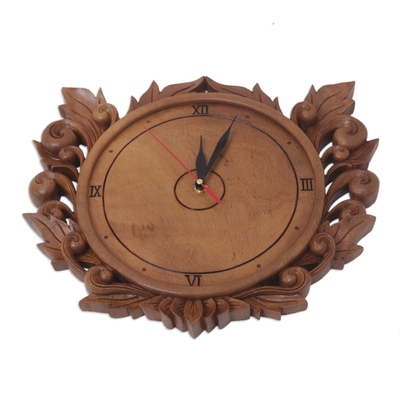 reloj de pared de madera - Reloj de pared de madera artesanal de Bali