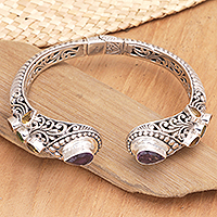 Multi-gemstone cuff bracelet, 'Shining Woman'