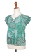 Embroidered lace top, 'Viridian Fall' - Embroidered Viridian Rayon Top with Leafy Motifs (image 2e) thumbail