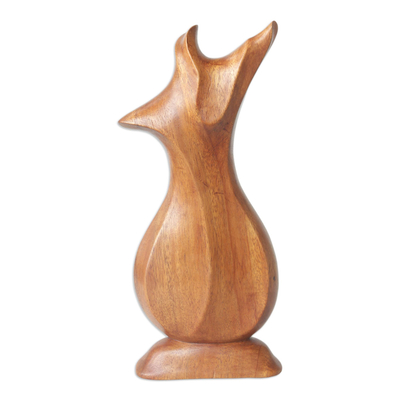 Wood sculpture, 'Feminine Structure' - Suar Wood Sculpture in Brown Hand-Carved in Bali