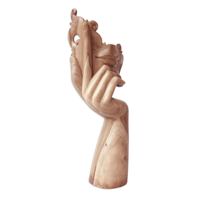 Escultura de madera - Escultura balinesa de madera de hibisco tallada a mano