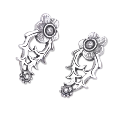 Ohrkletter-Ohrringe aus Sterlingsilber - Blumenohrringe aus Sterlingsilber
