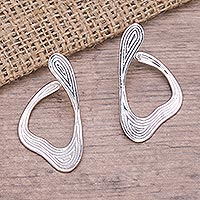 Sterling silver drop earrings, 'Winding Ways' - Sterling Silver Drop Earrings Handcrafted in Bali