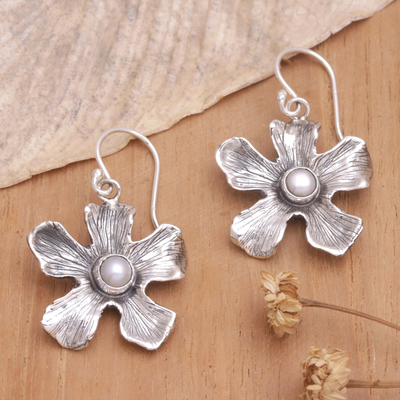Cultured pearl dangle earrings, 'Shining Youth' - Sterling Silver and Grey Cultured Pearl Dangle Earrings