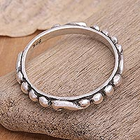 Sterling silver band ring, 'Sugar Orbs' - Sterling Silver Band Ring Crafted in Bali
