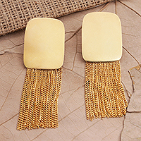 Gold-plated waterfall earrings, 'Sparkling Waterfall' - 22k Gold-Plated Waterfall Earrings from Bali