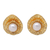 Aretes de botón de perlas cultivadas con baño de oro - Aretes de botón chapados en oro de 22 k con perlas cultivadas