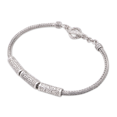 Sterling silver pendant bracelet, 'Luminous Charms' - Sterling Silver Pendant Bracelet Handcrafted in Bali