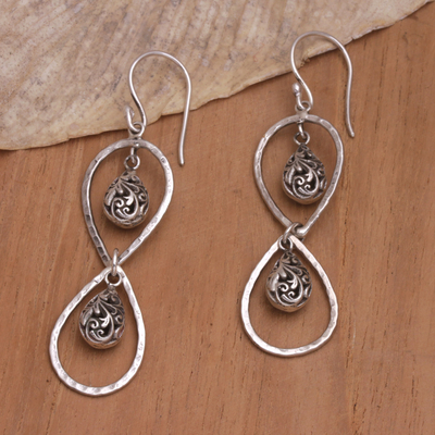 Sterling silver dangle earrings, 'Hanging Pears' - Sterling Silver Dangle Earrings with Pear-Shaped Motifs