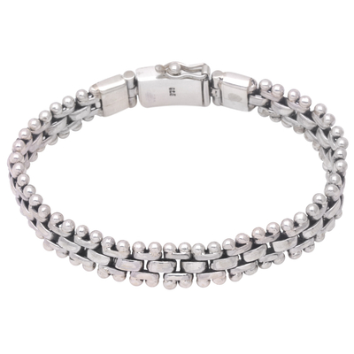 Men's Polished Sterling Silver Chain Bracelet from Bali - Gallant Ties ...