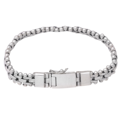 Men's sterling silver chain bracelet, 'Gallant Ties' - Men's Polished Sterling Silver Chain Bracelet from Bali