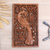 Wood relief panel, 'Blooming Peacock' - Hand-Carved Suar Wood Leafy Relief Panel with Peacock (image 2) thumbail
